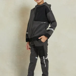 boys charcoal panel hoodie joggers set