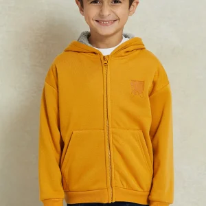 boys mustard hooded sweatshirt easy zip